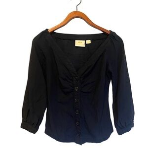 ANTHRO Navy button down blouse